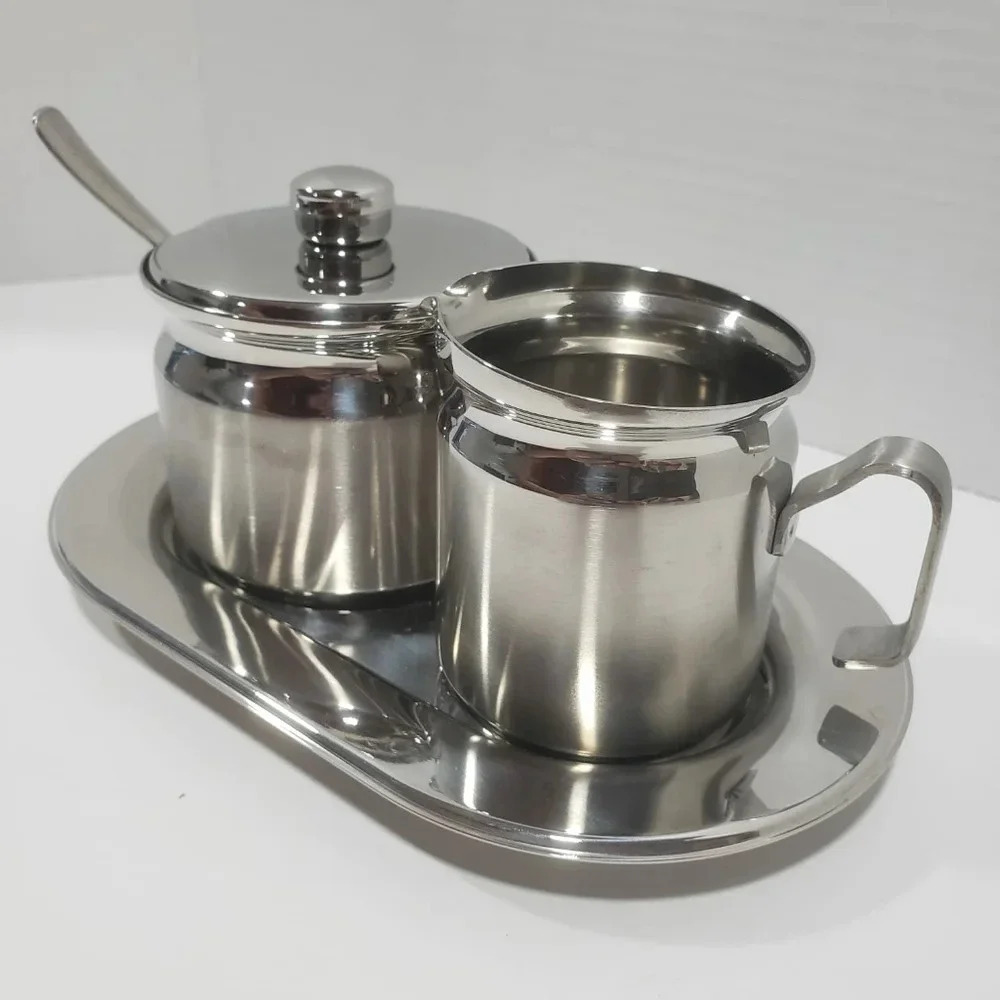 Tramontina Stainless Sugar and Creamer Set.